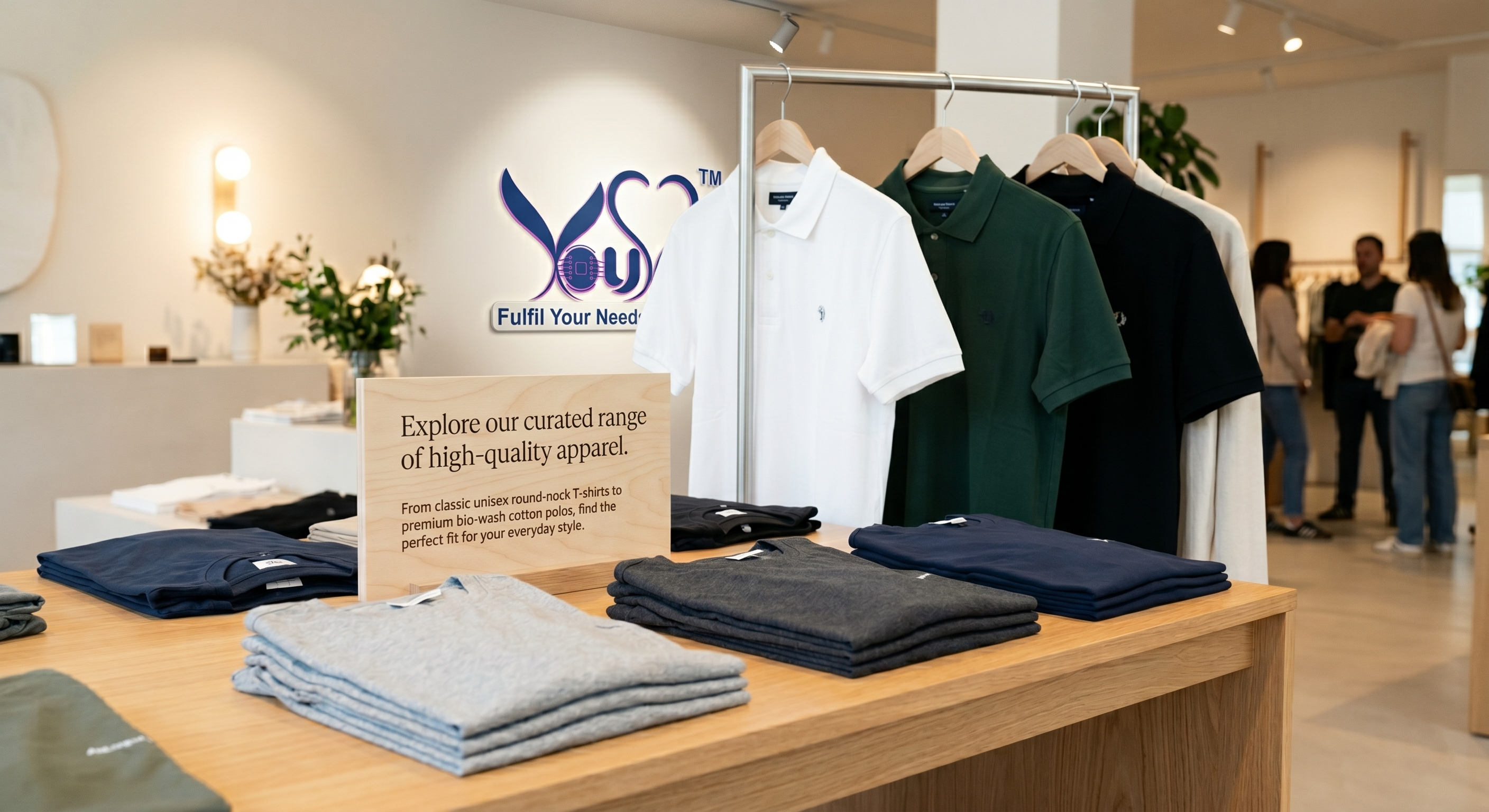 OUS2 collection of high-quality unisex t-shirts and bio-wash polos.