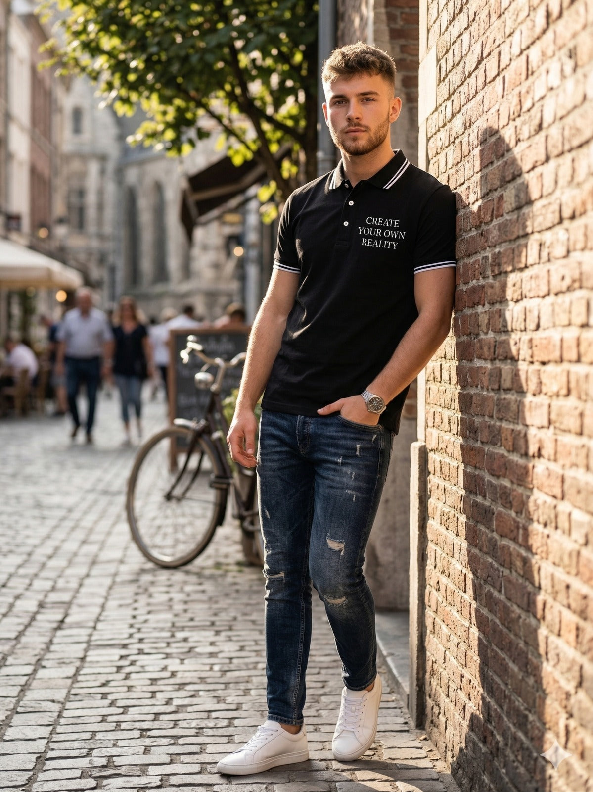Short Sleeve_Adult T-shirt_Polo_Pure Cotton_Bio Wash