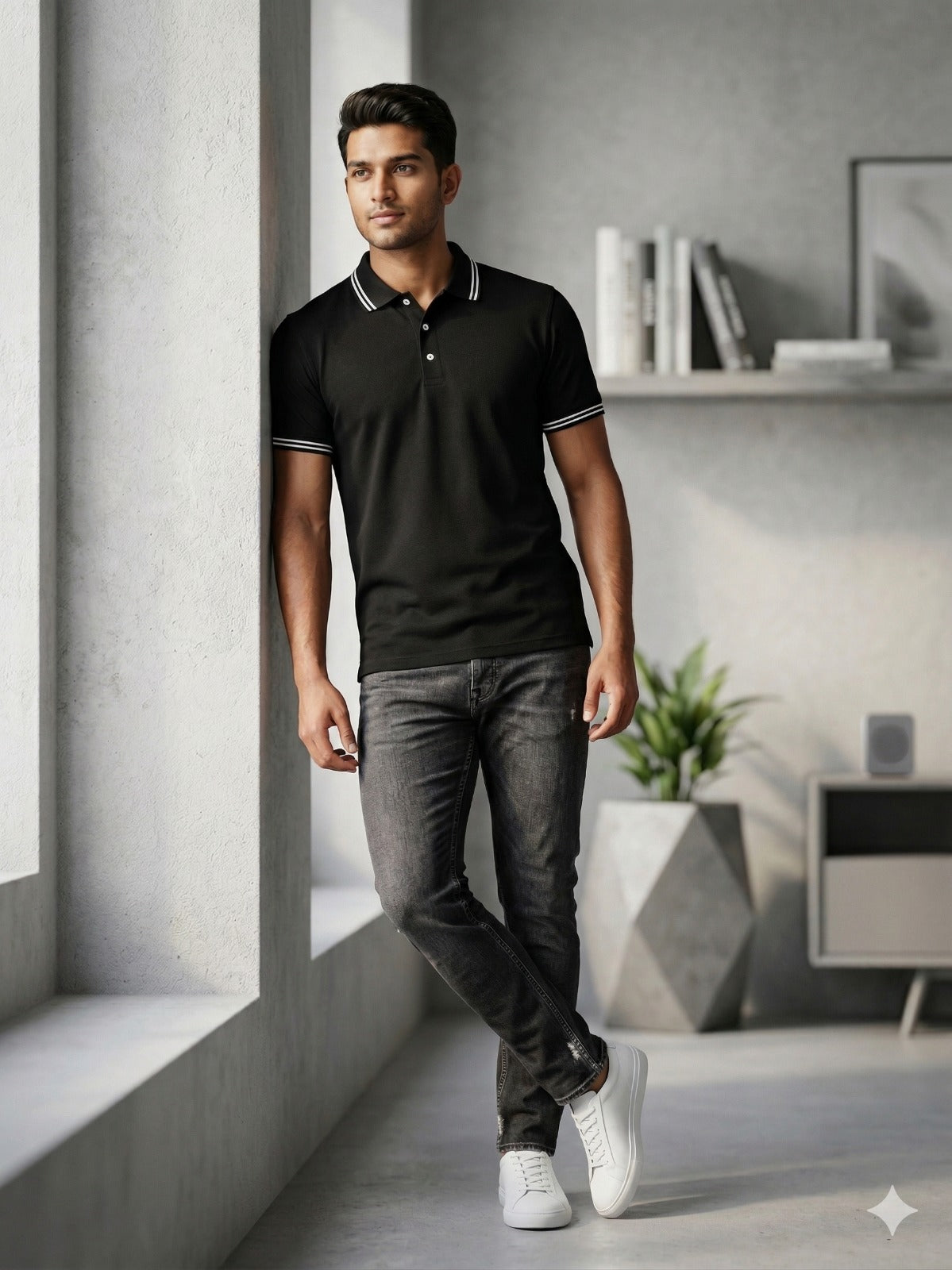 Short Sleeve_Adult T-shirt_Polo_Pure Cotton_Bio Wash